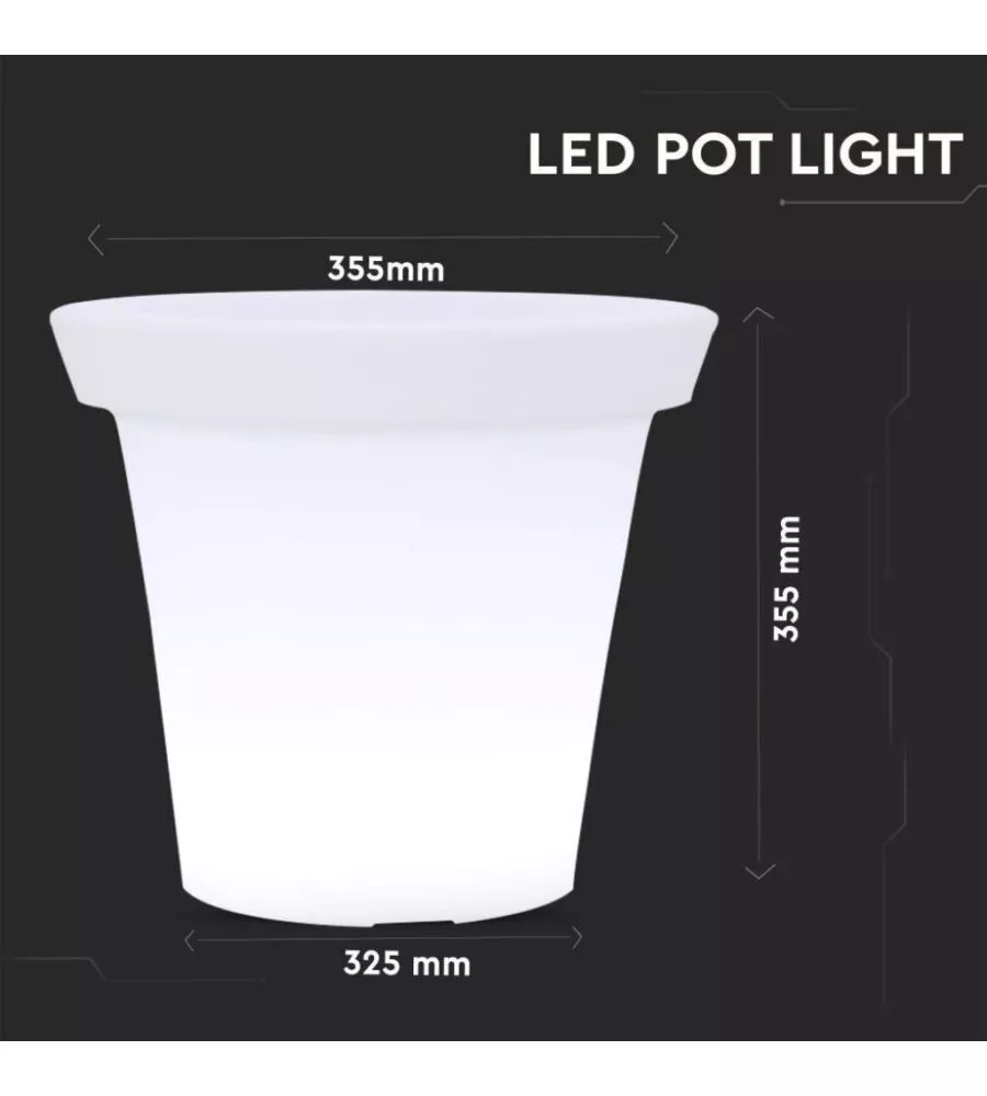 VASO DECORATIVO DA ESTERNO LUMINOSO LED RGB 35,5X32,5 CM